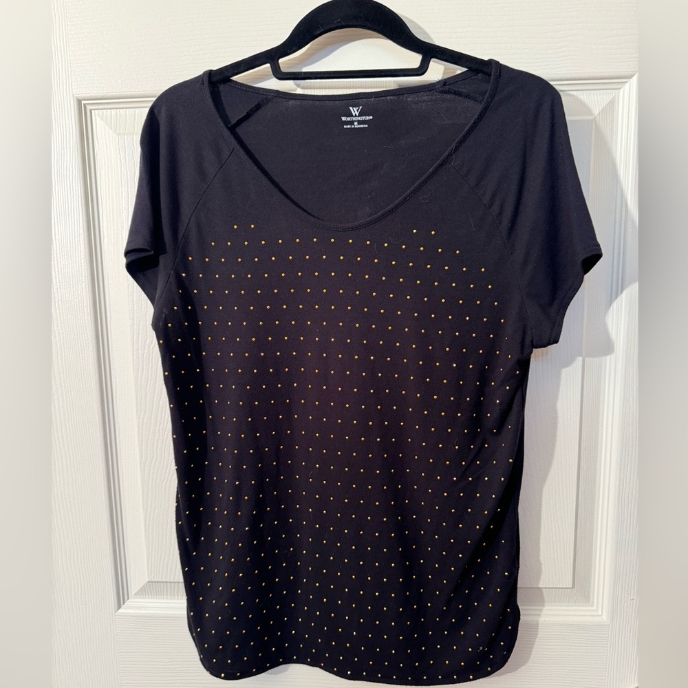 Worthington Black/Gold Studded Shirt M